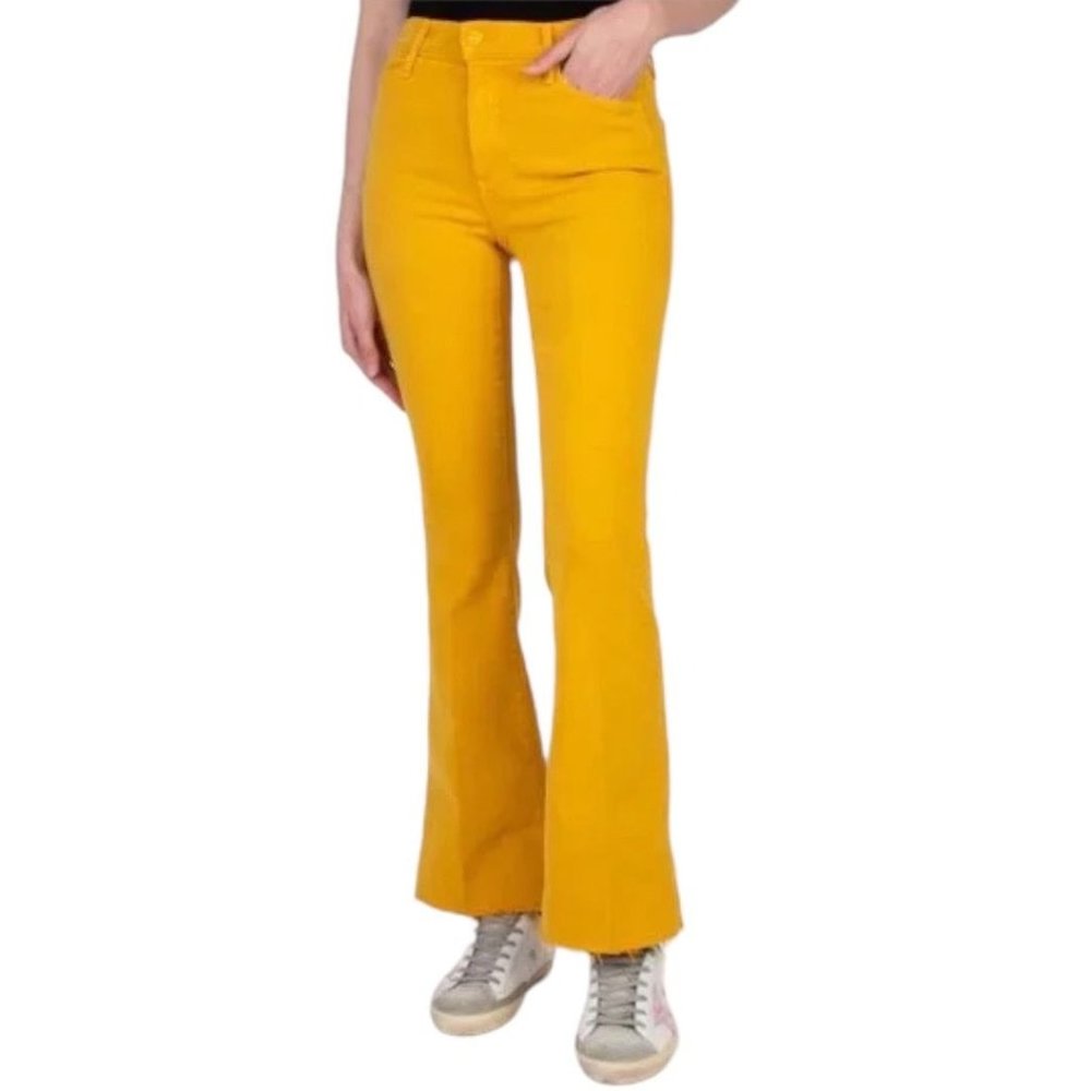 Women's High-Waist Flare Jeans in Mustard Yellow